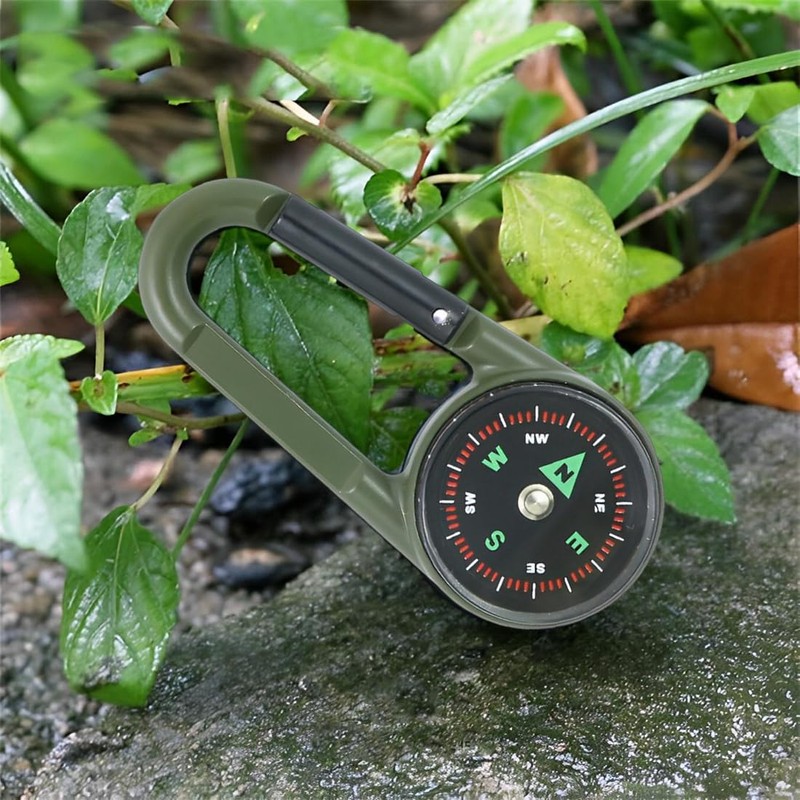 XUZOPIM Compass With Carabiner Hook Thermometer Multifunctional Portable Metal Carabiner