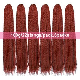 TAOYEMY Box Crochet Braids Hair Extensions 6 Packs 24 Inch Synthetic Braid Hairstyle 22 Strands/Pack Crochet Hair Extensions (24 Inches, 350#)