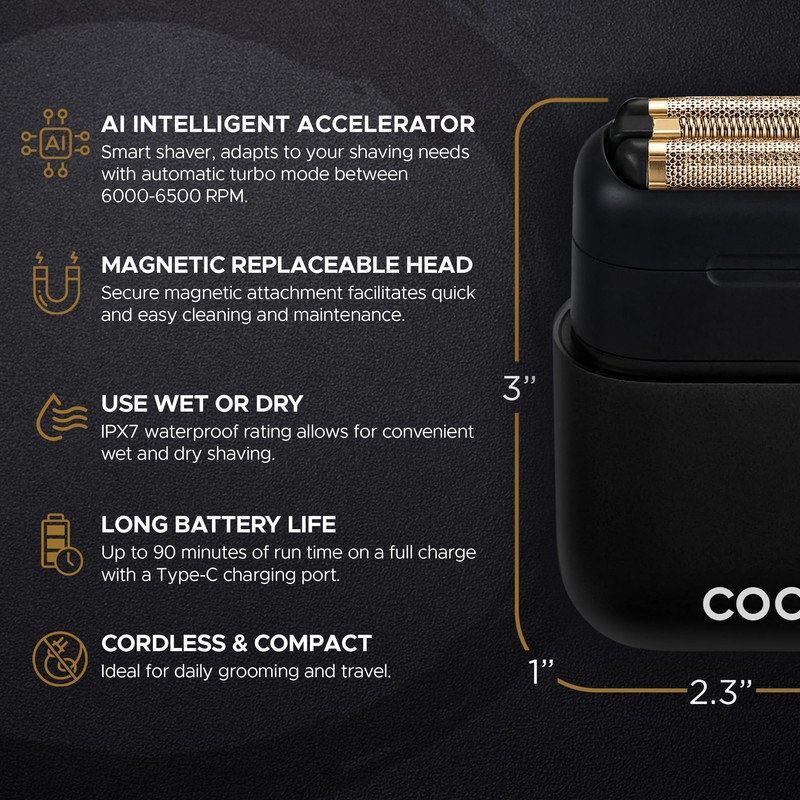 COCCO IMPACTO Foil Shaver for Men, Triple Gold Foil Electric
