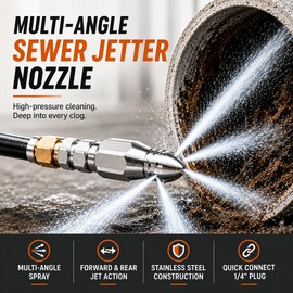 Sewer Jetter Nozzle for High-Pressure Washer – Stainless Steel Quick Plug Pipe & Drain Cleaning Tool