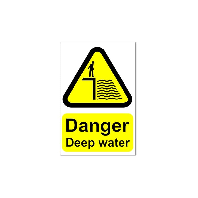 Danger Deep Water Warning Stickers Set of 2 – 200mm