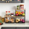 2 Set XL Stackable Wire Basket with Bamboo Tops &
