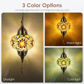 Yarra-Decor Turkish Moroccan Pendant Hanging Light with 15-Foot Cord - Exquisite Tiffany Style Mosaic Ceiling Lamp for Bedroom, Living Room(Yellow1)