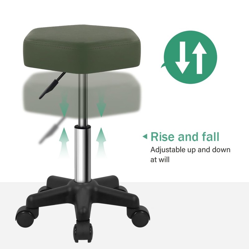 FURWOO Hexagon Rolling Stool Height Adjustable Stool with Wheels for