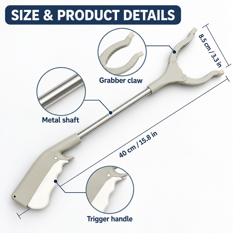 15.8-Inch Reacher Grabber for Home & Outdoor Use – Rotating