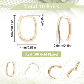 SUNNYCLUE 1 Box 20Pcs Real 18K Gold Plated Brass Earring Oval Hoops Hook Huggie Earrings Bulk Metal Round Ring Tiny Cartilage Hooks Hoop with Latch Back Closure for Jewellery Making DIY Craft Supplies