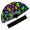 EOSAU UV Glow Large Rave Fan Folding Hand Fans for