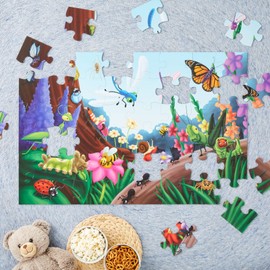 BLUE PANDA 48 Piece Jumbo Floor Puzzle for Kids Ages 3-5 and 4-8, 2x3 Feet Giant Jigsaw Puzzles for Toddler Preschool Learning, Bugs & Insects