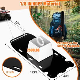 ZFbuhuo 47” x 110” Yard Drag Sled with Pull Cables 1/8 HDPE Thickened Yard Sled Heavy Duty Multipurpose Yard Drag Mat for Hauling Debris, Construction Materials, Logs and Hunting Trophy