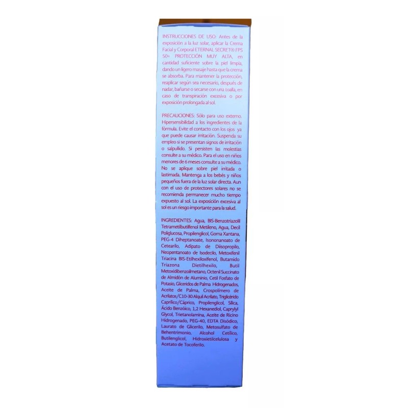 Eternal secret fps 50+ Bloqueador Solar Facial Piel Sensible Eternal