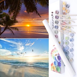 BAISITE Paint by Numbers Kit for Adults Beginners,12" Wx16 L 2 Pack Canvas for Painting Kits for Adults in Colorful Box-PBN217-218