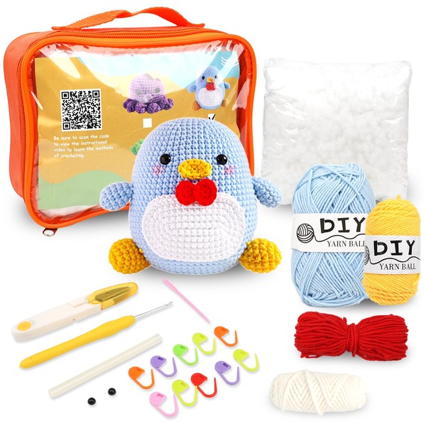Crochet Kit for Beginner,Crochet Starter Kit with Step-by-Step Video Tutorials,Beginner