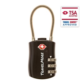 4 Pack TSA Approved Travel Combination Cable Luggage Locks for Suitcases & Backpacks - Black