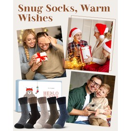 Thermal Socks for Men Stocking Fillers: 5-Pk Wool Mens Socks Winter Warm Socks Gifts for Men Dad Teenage Boys Btother Mens Gifts for Ghristmas, Secret Santa Gifts for Men Thermal Work Socks Mens