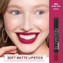 evpct DNM 1Pcs Plum Red Matte Lipstick and Lip Crayon Liner Pencil Pen Set for Women Lip Stain Long Lasting Waterproof labiales mate magicos 24 horas originales pintalabios permanente 24 horas 02