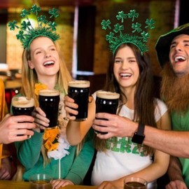 St. Patrick's Day Headband Green Glitter Shamrock Hair Hoops Women Holiday Irish Party Headwear Hair Accessories