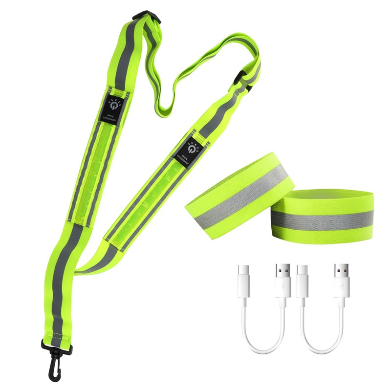 Jesiah LED Reflective Running Gear, 3 Light Modes High Visibility