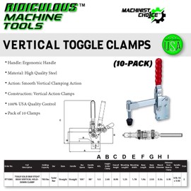 (10-Pack) 750LB SOLID BAR STGHT BASE VERTICAL HOLD-DOWN CLAMP(Same as 210-SB)