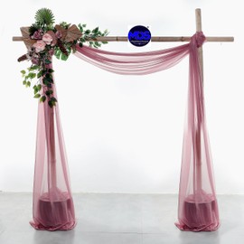 MDS Pack of 2 Panels (30" Width x 40ft Long) Wedding Arch Draping Fabric Sheer Chiffon Arbor Canopy Drapery for Wedding Ceremony Reception Decoration Party Ceiling Backdrop Curtain Swag - Mauva