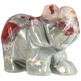 mookaitedecor Natural Africa Bloodstone Elephant Ornament Figurine Reiki Healing Crystal Stone Hand Craved Statue Home Decor Lucky, Length 1.5 Inches