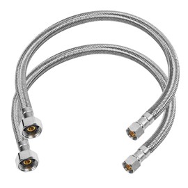 JUWO 20" Faucet Supply Line, 3/8" Comp x 1/2" FIP Stainless Steel Kitchen Faucet Hose Connector, For Small Kitchen Sink with Short Distance (2-Pack)