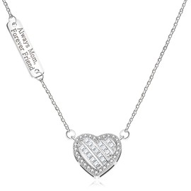 Vivaday - Collar rectangular de barra con colgante de corazón | Acentos de circonita cúbica personalizables y personalizados | Joyería elegante para mujer | Representa amor, conexión emocional YA4663,