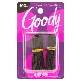 Goody Styling Hair Bobby Pins - 100 Count, Black - Slideproof and Lock-In Place - Suitable for All Hair Types - Pain-Free Hair Accessories for Women and Girls - All Day Comfort