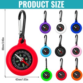 Ylinwtech Pack of 9 Mini Carabiner Compass, Compas Outdoor Compass with Carabiner Hook, Compass Children, Pendant for Outdoor Holiday Camp, Camping, Hiking, Travel