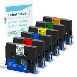 6-Pack TZe Tz Tape 12mm 0.47 Laminated Multi Color Tape Compatible with Brother P Touch Label Maker Tape TZe-231 431 531 631 731 B1, P Touch PT-H110PT-D210 D400 1290 Label Makers