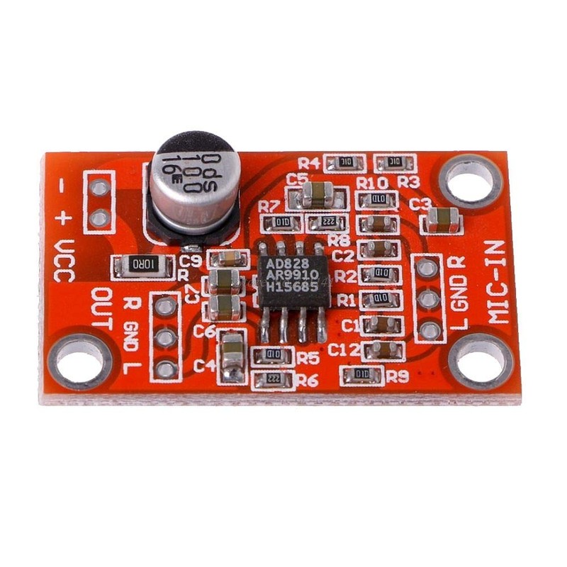 DC 3.8V-15V AD828 Stereo Dynamic Microphone Preamp Board Microphone Preamp