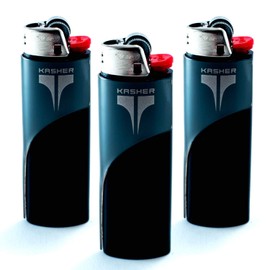 Kasher Classic Multi-Tool Lighter Case with Lighter - Lightweight, Durable Construction, Portable - Stainless Steel Accessory with Versatile usuage as Cutter for Opening Packages - Pack of 3 (Black)