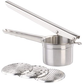 Rosenstein & Söhne Potato Ricer: Stainless Steel Potato & Spaetzle Press, 3 Inserts, Dishwasher Safe (Pasta Press, Spaetzle Squeezer, Potato Masher)