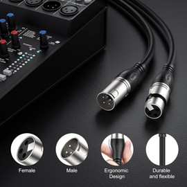 EBXYA XLR Cable 25ft 10 Packs - Premium Balanced Microphone Cable with 3-Pin XLR Male to Female Mic Speaker Cable, Black