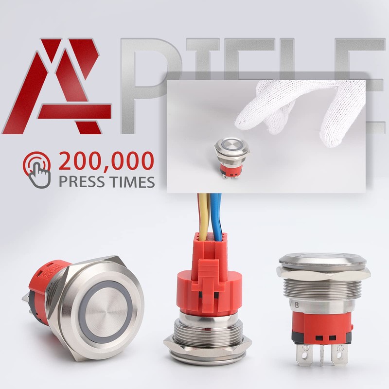 APIELE 10 Amp 25MM Latching Push Button Switch 12V Angel