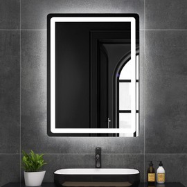 ROMYEAR 24x32 Inch LED Bathroom Mirror, Dimmable Bathroom Mirror with Lights, Backlit & Front Lit, 3-Color Led Mirror for Bathroom, Memory Function, Shatterproof Tempered Glass