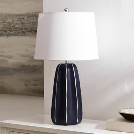 SAFAVIEH Lighting Collection Jude Navy Blue Ceramic 26-inch Table Lamp (LED Bulb Included)