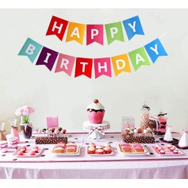 EACHHAHA Happy Birthday Banners,Pastel Birthday Banners Happy birthday garland Birthday Bunting,Birthday praty decorations,Perfect for Indoor and outdoor Birthday Parties(8 colors)
