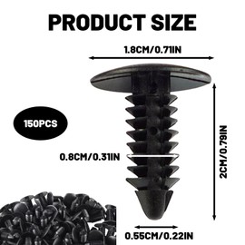 150 Fir Tree Clips, Trim Clips for Car, Panel Clips, Car Body Trim Clips, 18mm Head Size, 20mm Tail Length, for Auto Panel Repair, Door Trim, Bumper Fixing