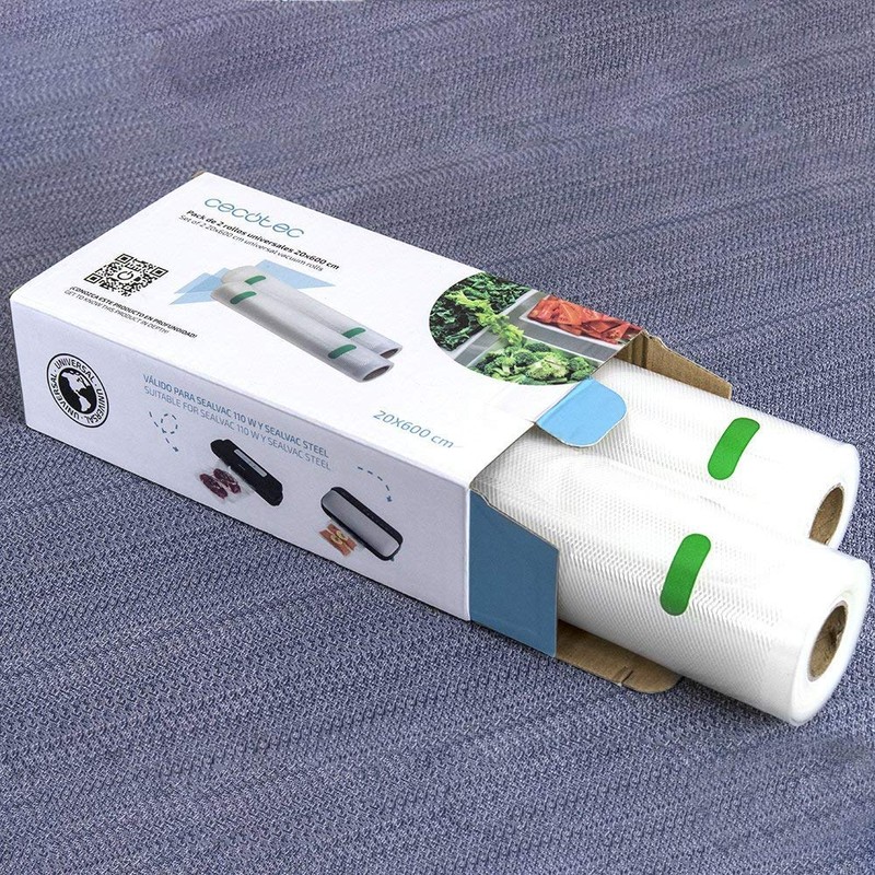 Cecotec Confezione da 2 rotoli per sigillatrice sottovuoto Superficie goffrata,