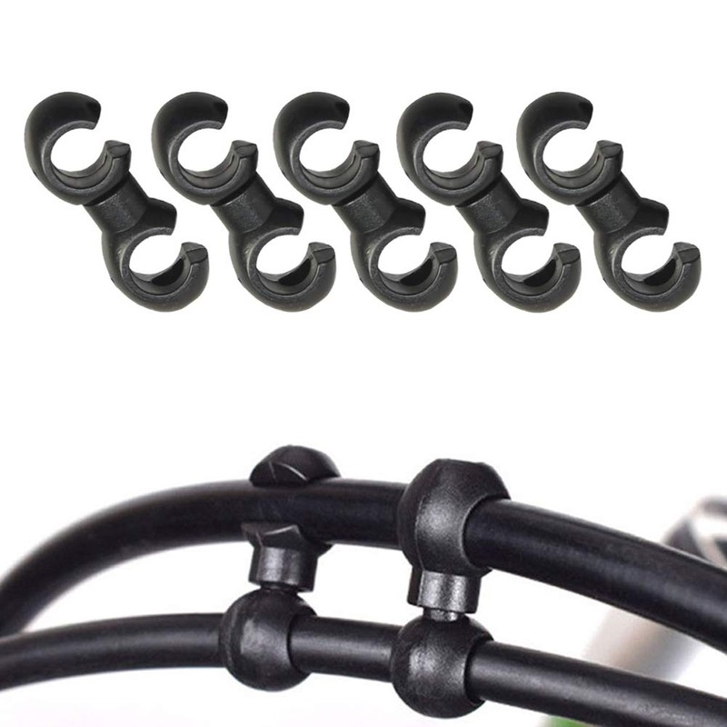 Saipe 10 Pcs Bike Cable Clasps Bicycle Rotatable S-Hook Clips