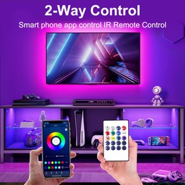 VOLIVO LED Lights for TV, 16.4FT Led Backlight for 45-85 inch TVs, Bluetooth RGB LED Lights Behind TV with Remote, USB Powered, Color Changing, Music Sync, for Gaming Room,TV Behind,Desk,Under Table