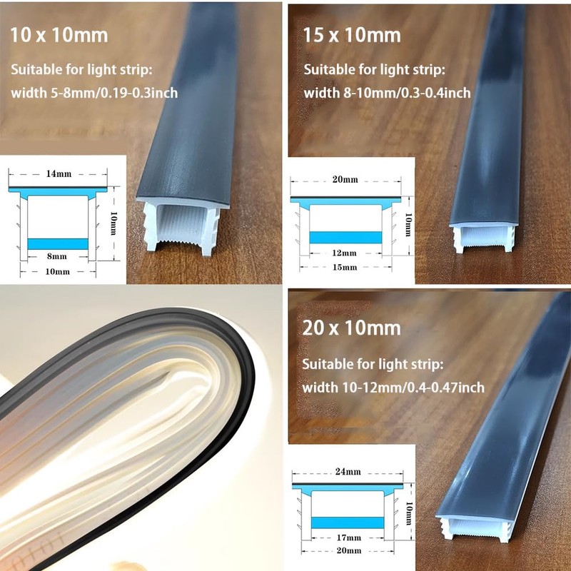 DGLILUAN 16.4FT Recessed Flexible LED Diffuser Channel, Silicone Black Bendable