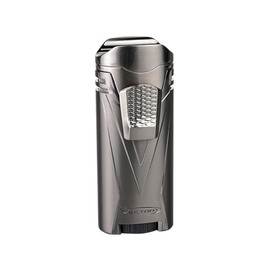 Vector KGM Vector Ironquad Wind Resistant Quad Flame Jet Torch Cigar Butane Lighter (Chrome Satin)