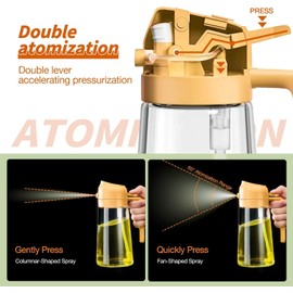 TRENDING LIFESTYLE 10oz Olive Oil Dispenser Bottle for Kitchen - 2 in 1 Oil Dispenser and Oil Sprayer for Cooking, Air Fryer, Salad, 300ml Olive Oil Sprayer (Yellow)