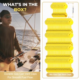 90 pcs Yellow Plastic Gas Can Vent Caps - Fuel Can Vent Caps, Vent Caps For Gas Cans Suitable For Plastic And Metal Fuel Jugs, Fuel Gas Can Vent Caps, Fuel Tank Vent Cap, Yellow Vent Cap For Gas Can