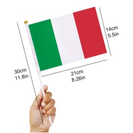Italy Hand Mini Flag, Italy Hand Held Mini Flag, Mini Italian Flag, Italy Hand Hero Flag, It Stick Flag, Vibrant Colour and Fade Resistant, Pack of 10