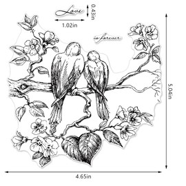 Valentine's Day Clear Stamps for Card Making Decoration DIY Scrapbooking, Couple Birds Background Silicone Transparent Seal Stamps for Embossing Album Decor Craft