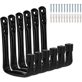 SNOKAY Heavy Duty J Hooks - 6 Pack Steel Wall Mount Garage Storage Utility Hangers & Organizer for Ladders, Bikes, Garden Hose, and Power Tools (11.5cm x 10cm)