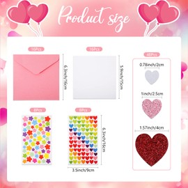 Zonon Valentines Crafts Valentines DIY Card Valentines's Day Kits for Kids, Foam Heart Sticker Craft DIY Kits Sticker Envelopes Cards Set for Boys Girls Classroom Exchange Gifts 16 Pack (Pink)