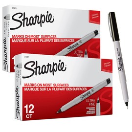 Sharpie Permanent Markers, Ultra Fine Point, Black, 24 Count, 2 Pack